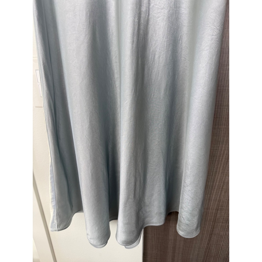 Massimo Dutti Silver Maxi Slip Skirt‎ Satin Metallic Elegant Size 8 - Picture 4 of 10